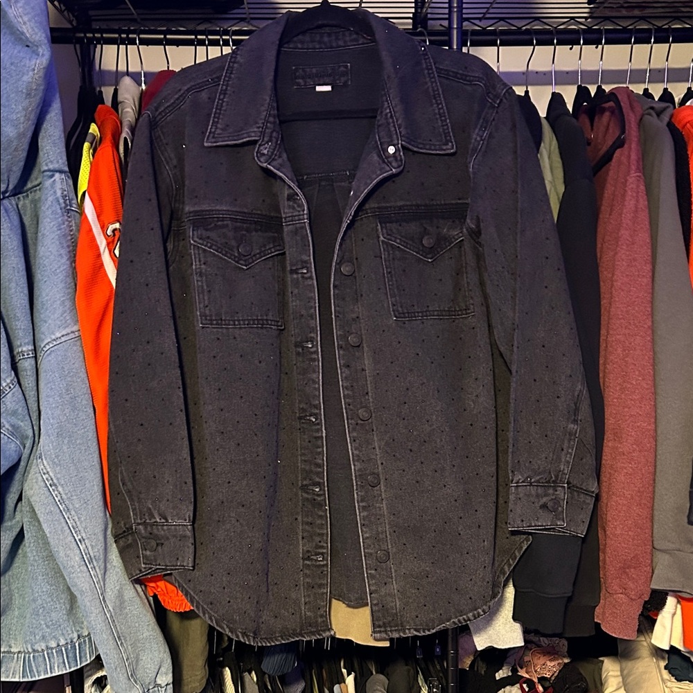 Maurices Dark Gray Denim Shirt Jacket